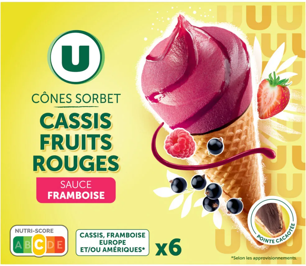 Cônes glacés sorbet fruits rouges, x6 408g