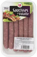 Saucisse de volaille nature, 6 pièces, 300g