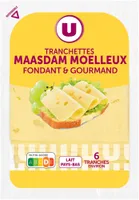 Maasdam moelleux au lait pasteurisé 30%MG - Barquette 6 tranches , 150g