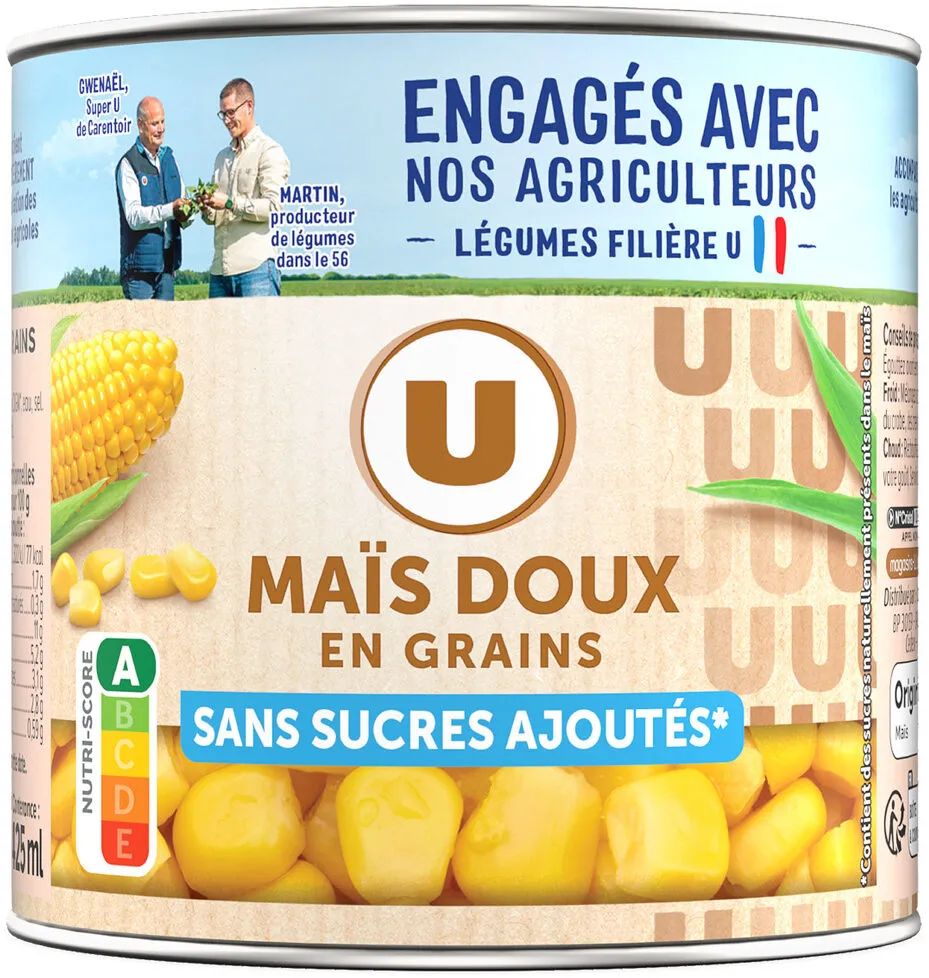 Maïs doux en grains sans sucre ajouté - Boîte 285g