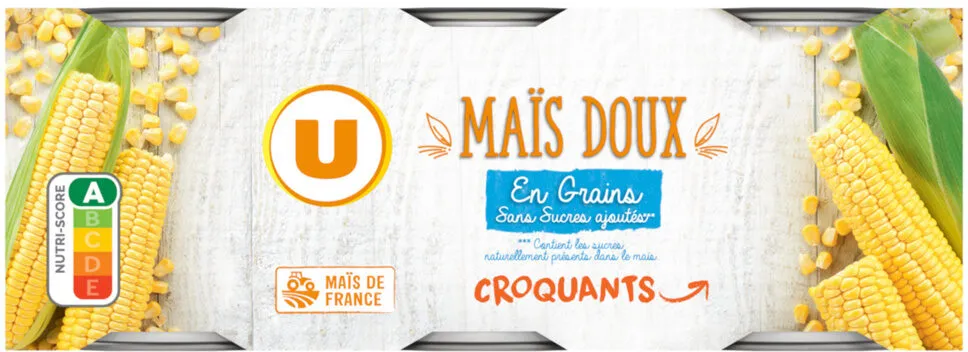 Maïs doux en grains sans sucre ajouté - 3 boîtes de 140g