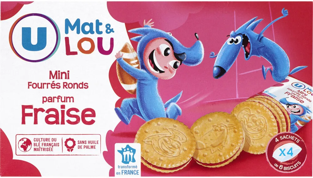 Mini biscuits fourrés ronds parfum fraise