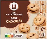 Mini biscuits fourrés ronds goût chocolat