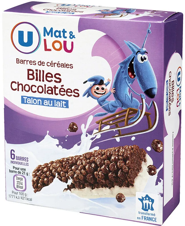 Barres de céréales boules chocolatées talon lait
