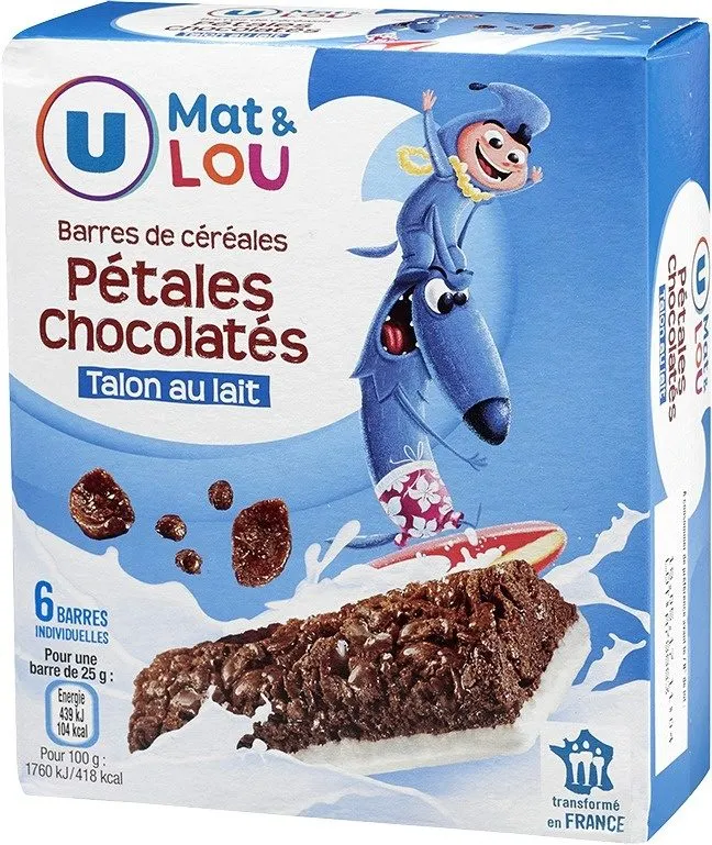 Barres céréales pétales chocolatées talon lait