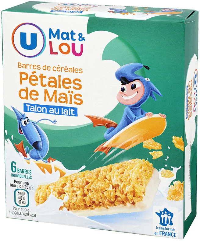 Barres de céréales et pétales de maïs talon lait