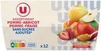 Dessert fruitier coupelle 6 pommes-abricots, 6 pommes-fraises sans sucre ajouté 12x100g
