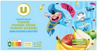 Gourdes dessert fruitier pomme-pomme poire pomme-banane sans sucre ajouté 12x90g