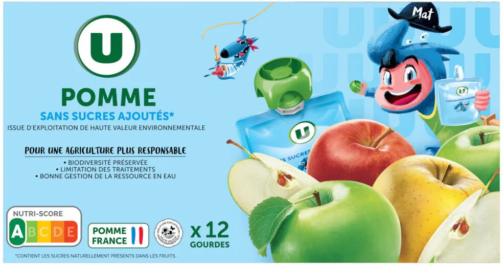 Gourdes dessert fruitier à la pomme sans sucre ajouté 12x90g