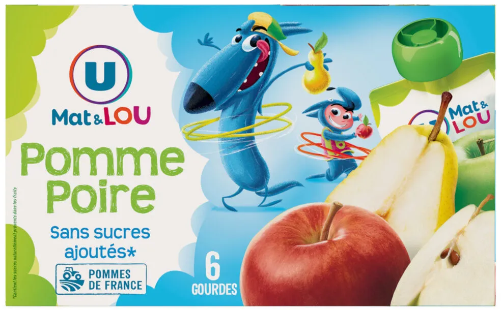 Gourdes à la pomme et à la poire sans sucre ajouté 6x90g