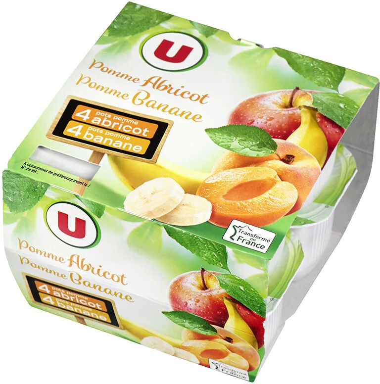 Coupelle dessert de fruits pomme,abricot et pomme,banane