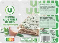 Fromage pasteurisé à tartiner ail et fines herbes 23,5% de MG, 9 portions, 180g