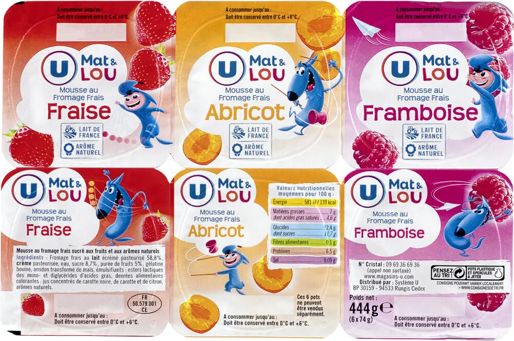 Mousse au fromage frais sucré aux fruits - 6x74g