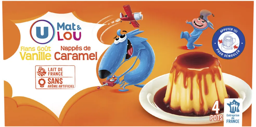 Dessert lacté flan goût vanille nappé caramel 4x100g