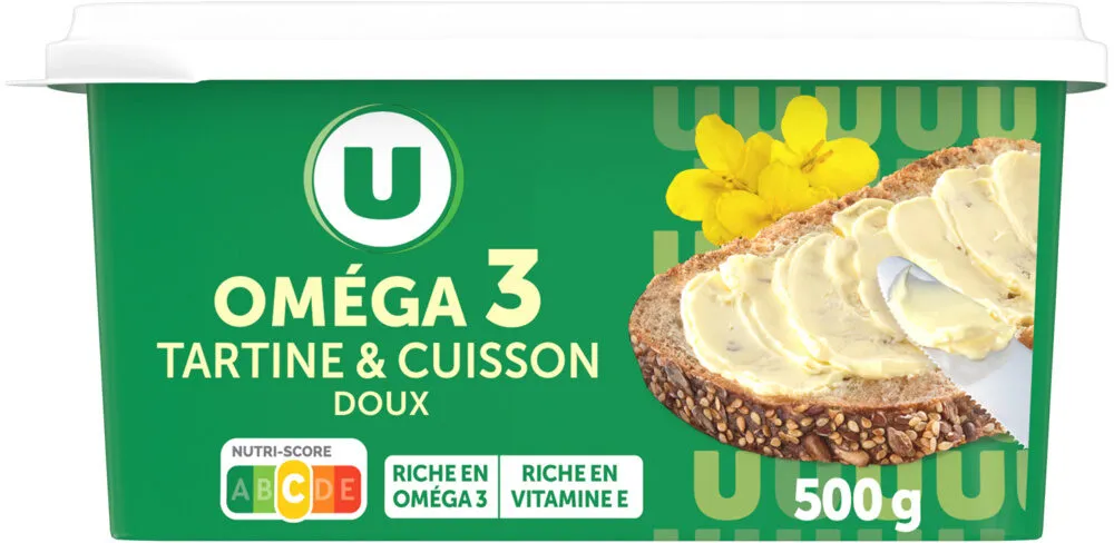 Margarine grasse à tartiner et cuisson riche en Oméga 3 - 54%MG - 500g