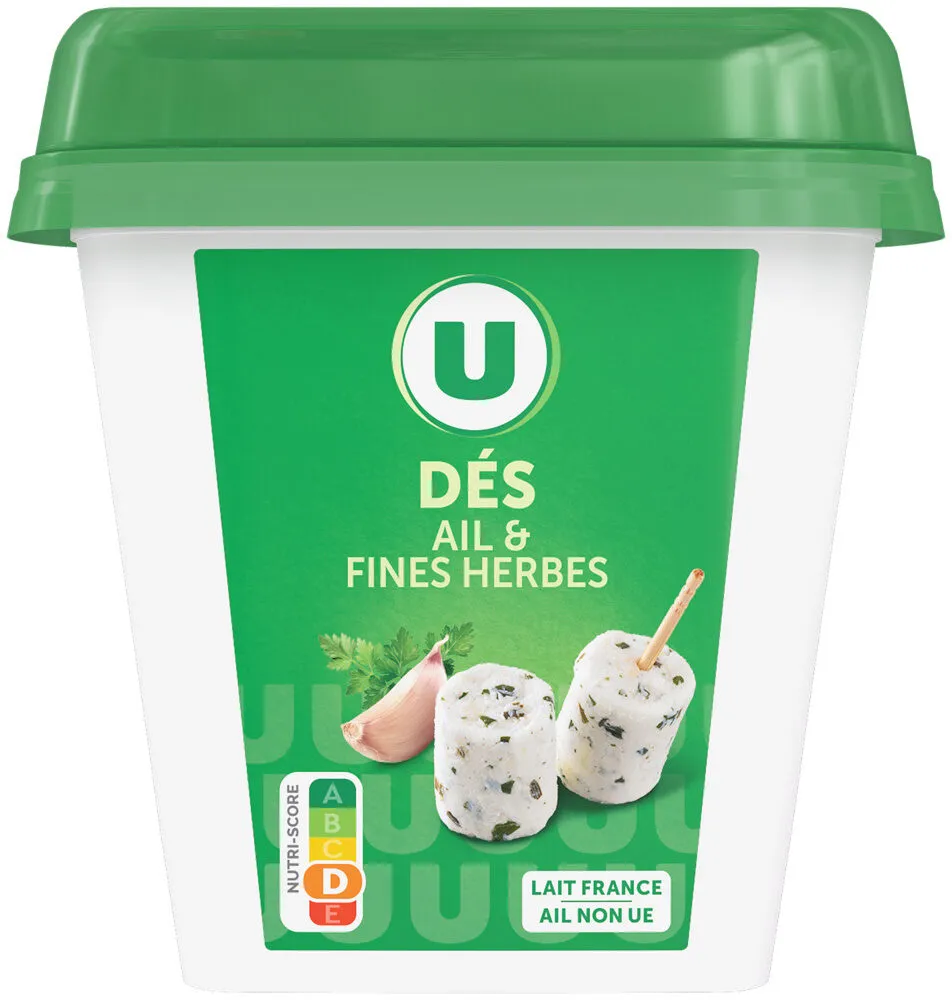Spécialité fromagère au lait pasteurisé dés de salade ail et fines herbes 33% de MG, 120g