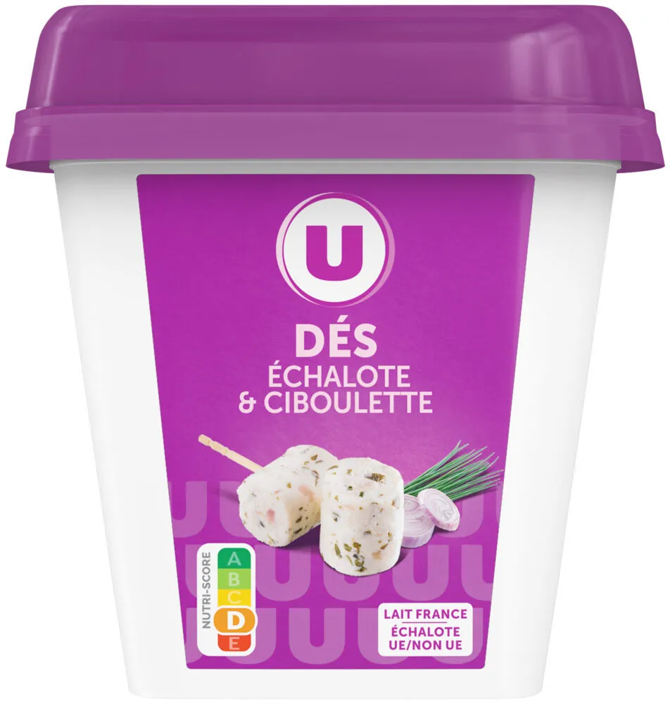 Spécialité fromagère au lait pasteurisé dés de salade échalote ciboulette, 32% de MG, pot de 120g