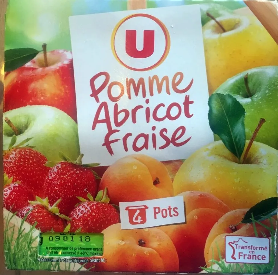 Dessert de fruits pommme fraise abricot U