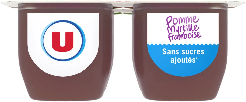 Purée pommes myrtille framboise sans sucres ajoutés 4 pots de 100g