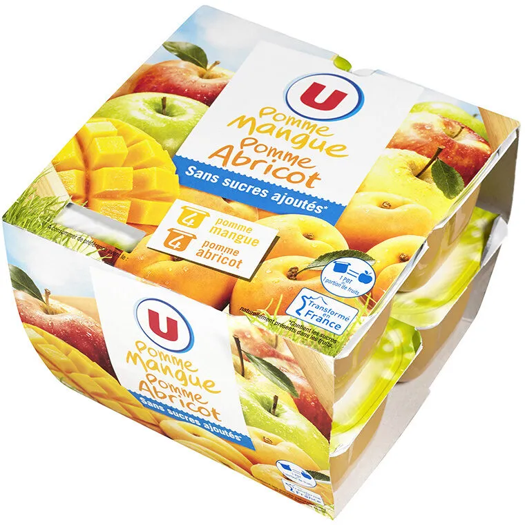 Purée pommes mangues et purée pommes abricots sans sucres ajoutés