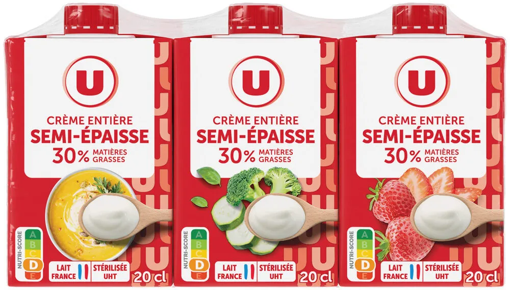 Crème semi-épaisse, 30%MG, Brique 3x20cl