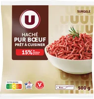 Viande Haché pur boeuf viande bovine française 15% MG, sachet de500g