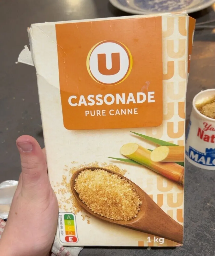 Sucre poudre cassonade, étui bec verseur, 1kg