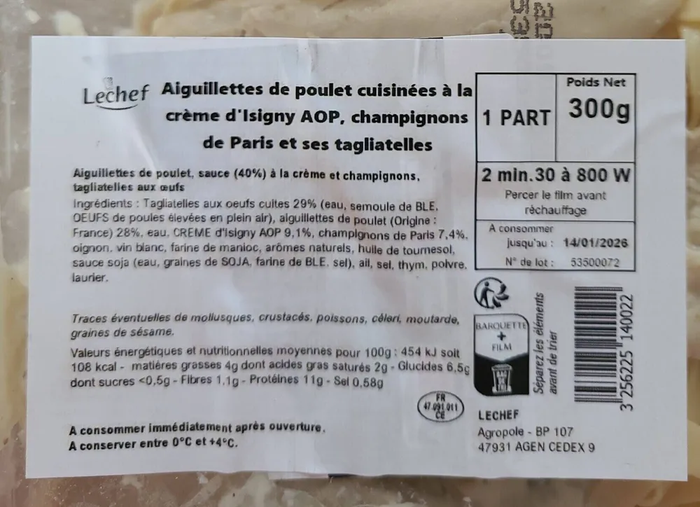 Aiguillettes poulet cuisinées