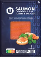 Saumon fumé Atlantique, toasts et salades, 8 tranches - 160g