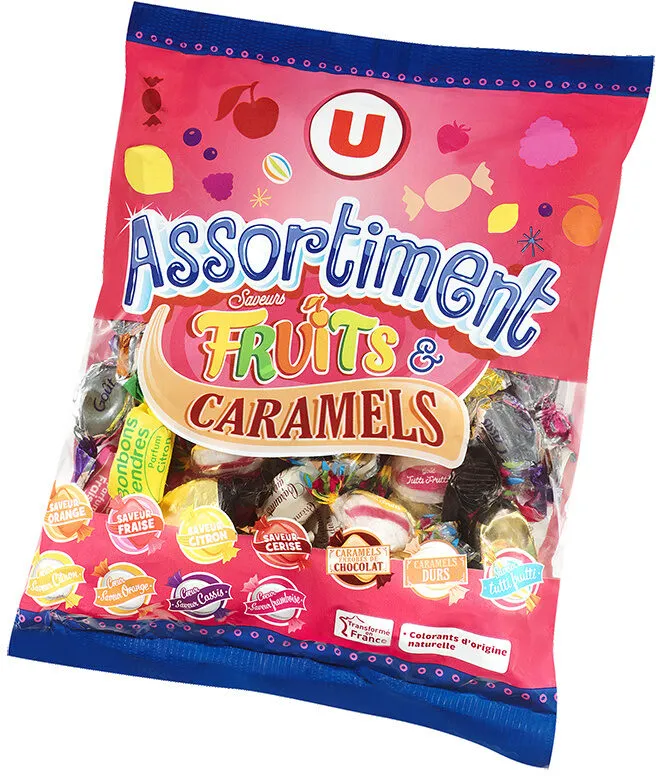 Assortiment bonbons saveurs fruits et caramels