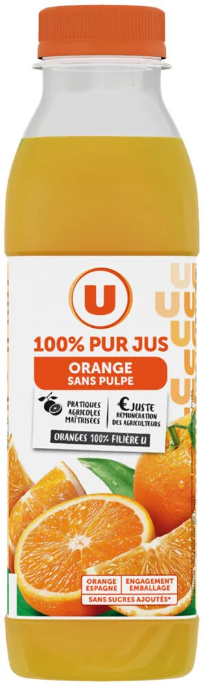 Pur jus d'orange sans pulpe filière pet 50cl