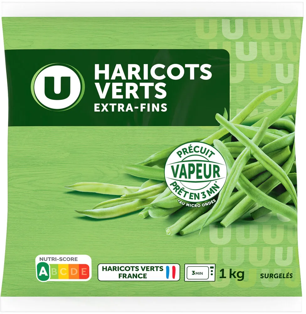 Haricots verts extras fins précuits sachet de 1kg