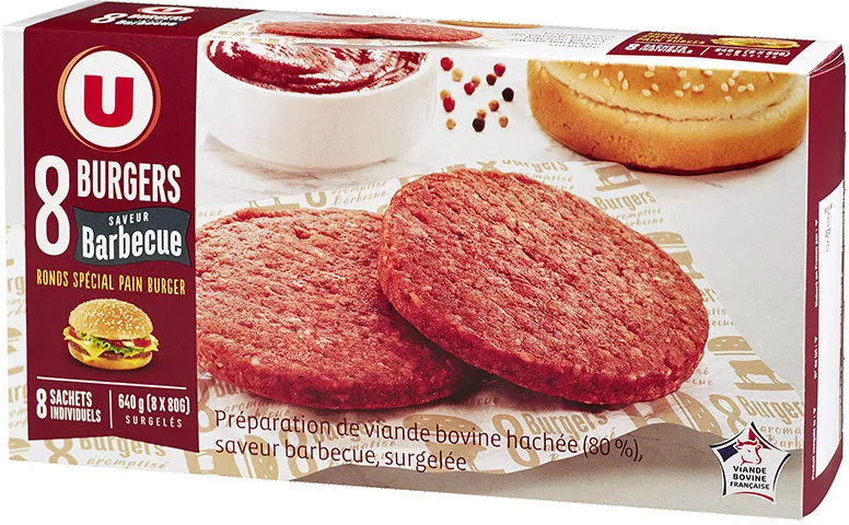 Burgers ronds saveur barbecue 80% Viande de Boeuf Française 20% dematière grasse