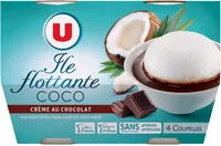 Île flottante à la noix de coco et crème au chocolat