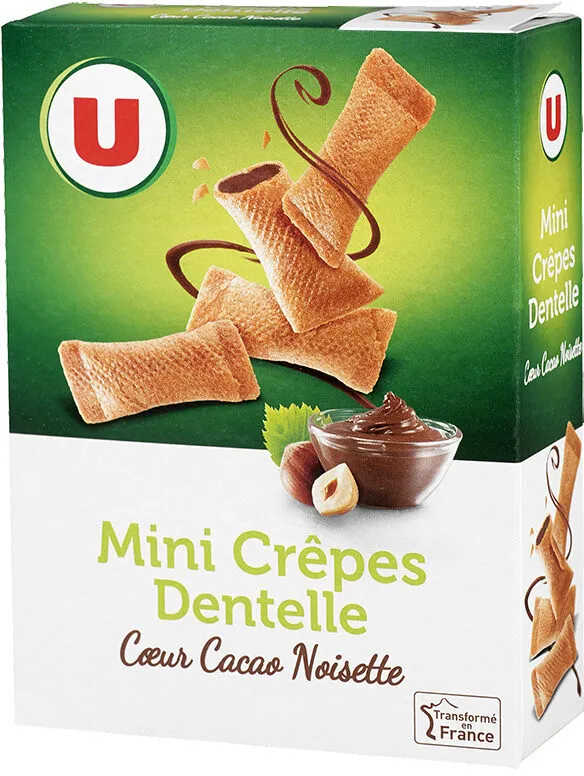 Mini crêpes dentelles coeur de cacao noisette