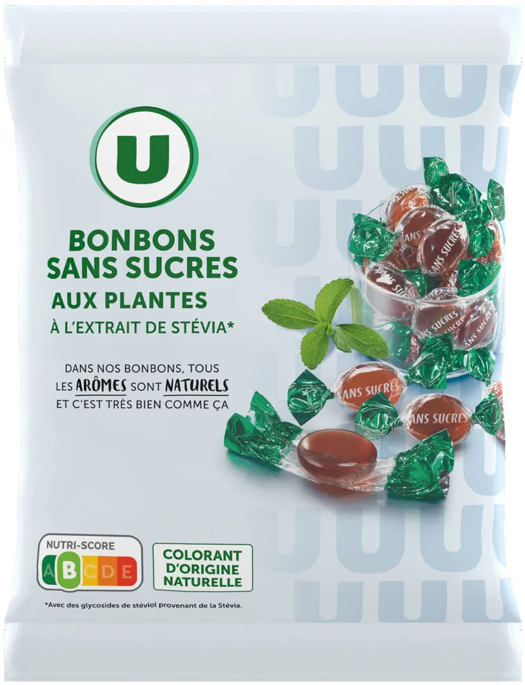 Bonbons aux plantes et à l'extrait de stevia sans sucre sachet de 120g