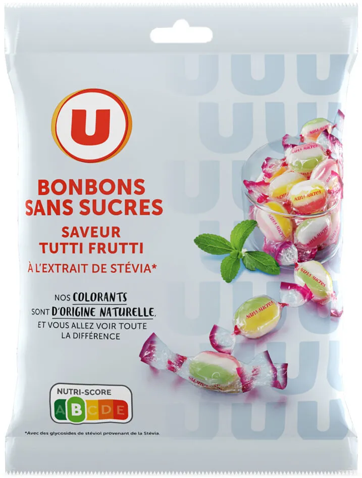 Bonbons Tutti frutti sans sucres à l'extrait de stévia 120g