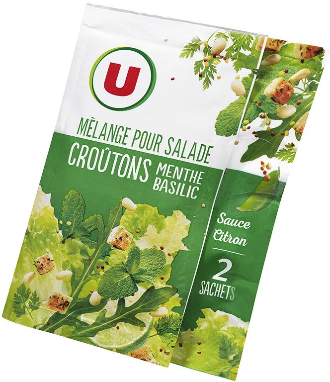 Mélange pour salade croûtons menthe basilic sauce citron