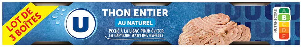 Thon listao au naturel pêché canne 3 bôites de 1/5, 420g