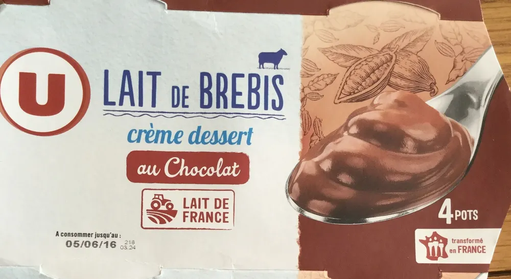 Crème dessert au chocolat au lait de brebis