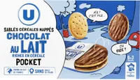Biscuits Sablés céréales nappés chocolat lait pocket de 225g