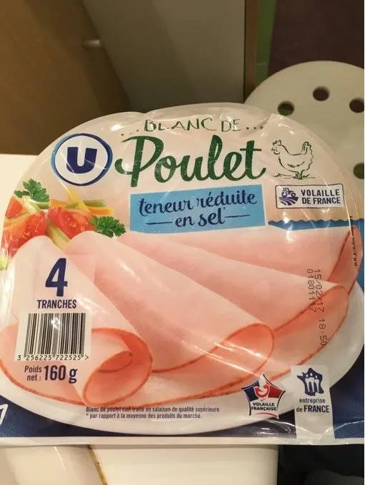 Blanc de Poulet Teneur en Sel réduit - 4 tranches - 160g