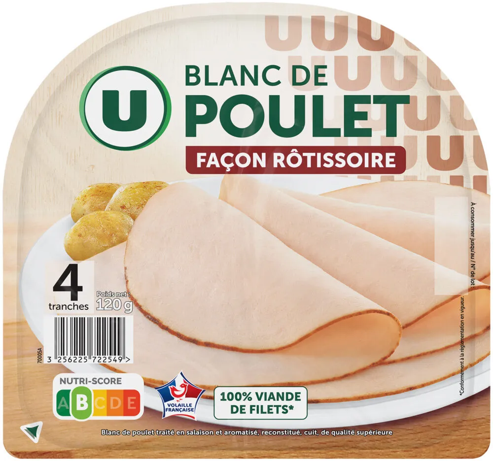 Blanc de Poulet façon rôtissoire - x4 tranches, 120g