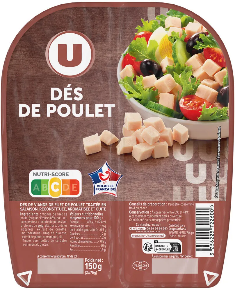 Dés de poulet - 2x75g