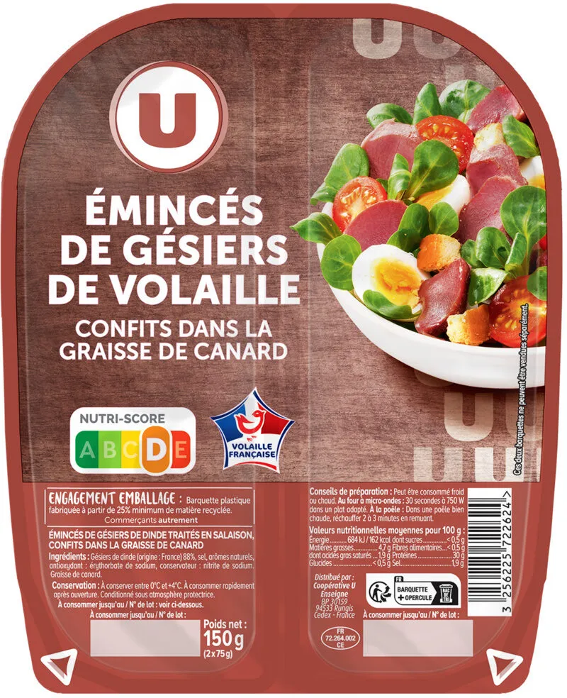 Emincés de gésiers de volaille 2x75g