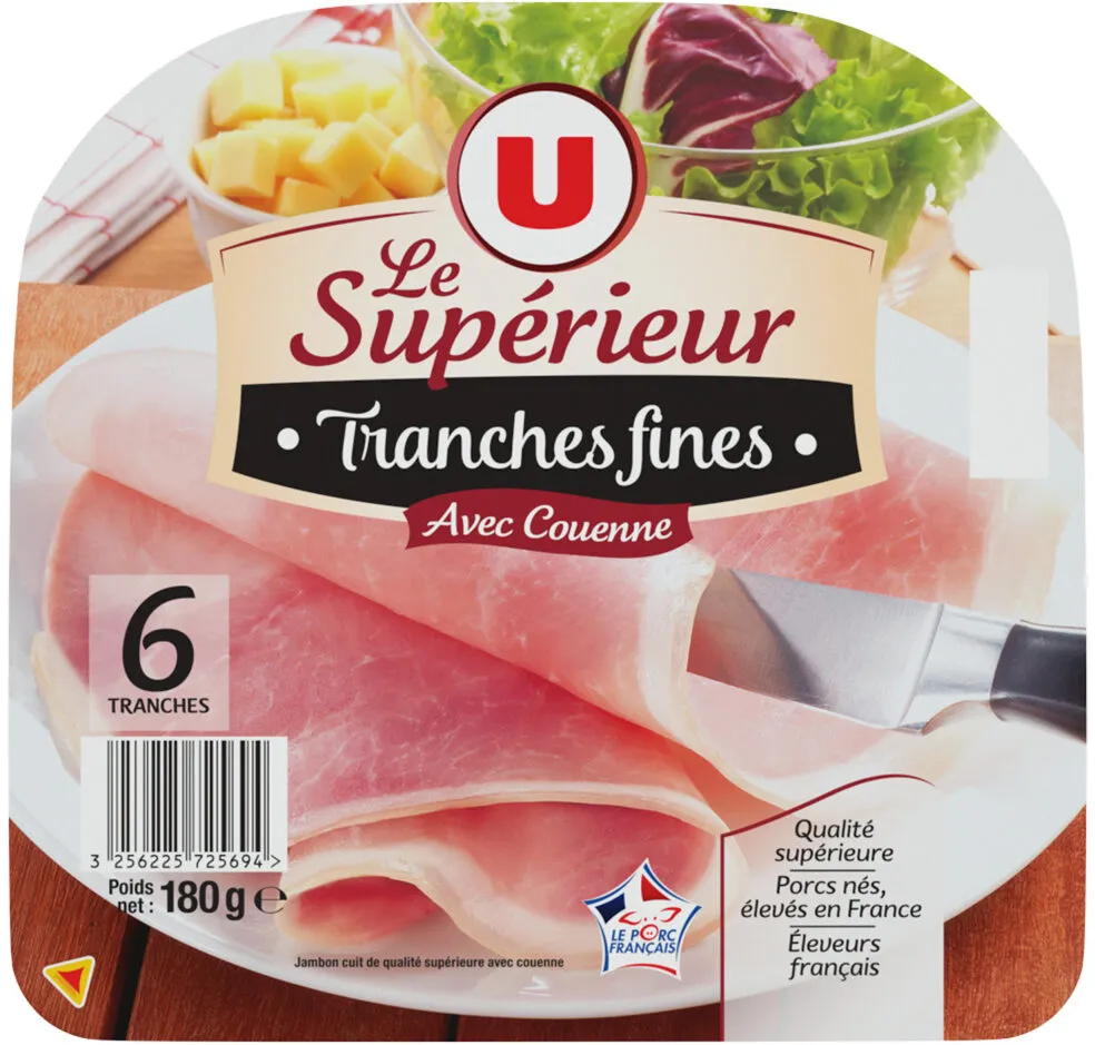 Jambon cuit supérieur avec couenne