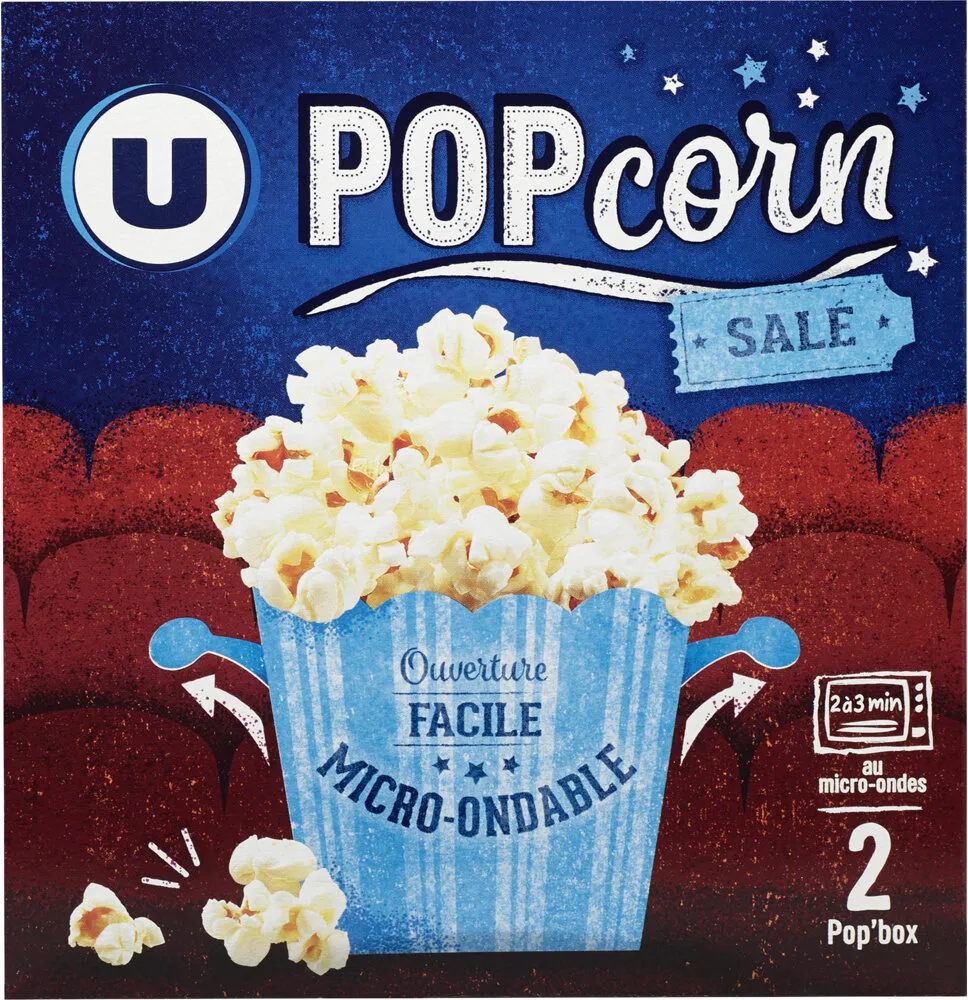 Popcorn salé micro ondable en gobelet 2x100g