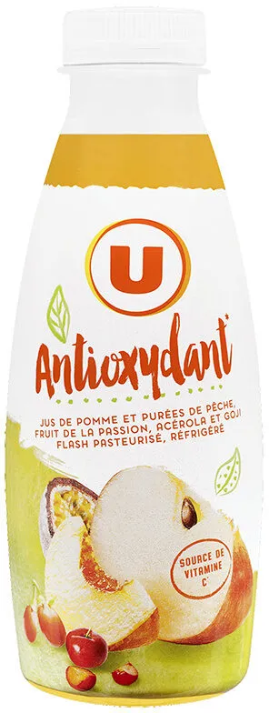 Jus de pomme pêche fruit de la passion acérola et goji flash pasteurisé et réfrigéré