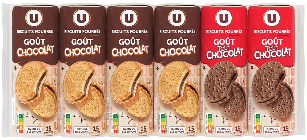 Biscuits fourrés ronds - 4 paquets Chocolat + 2 paquets Tout chocolat