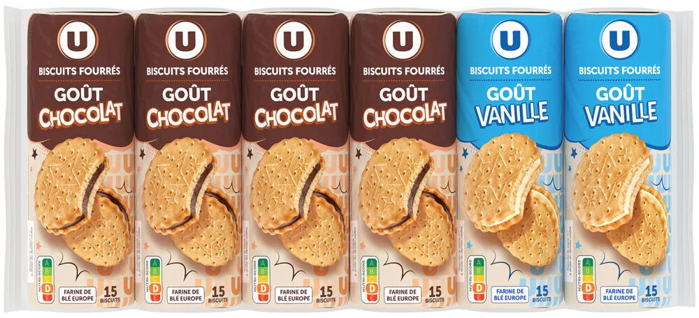 Gâteaux fourrés ronds vanille x2 + chocolat x4 1,8 kg